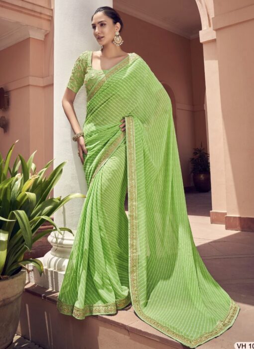 Light Green Georgette Designer Saree