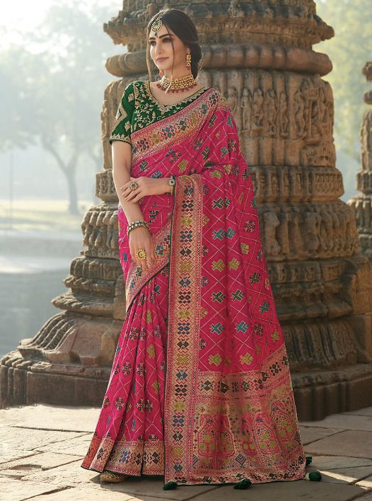 Dark pink bridal saree sales