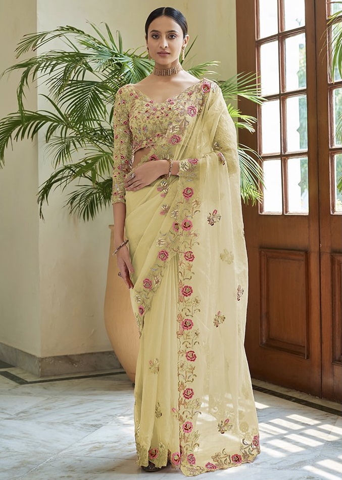 organza wedding sarees