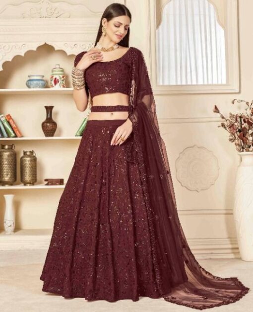 Maroon Georgette Lehenga Choli