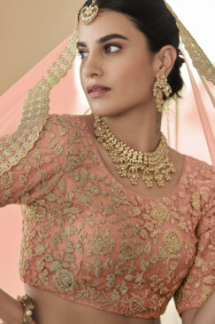 Alternative view of Peach Net Sangeet Lehenga Choli