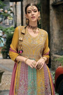 Alternative view of Desi Barbie Yellow Embroidered Palazzo Suit