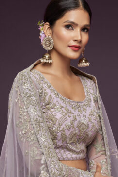 Alternative view of Dusty Lilac Net Sangeet Bridal Lehenga Choli