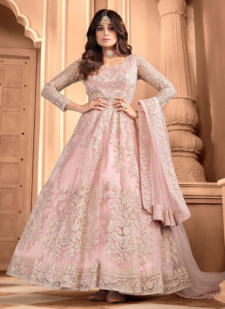 Pink Net Embroidered Anarkali Suit - Salwar Kameez, top 20 salwar ...