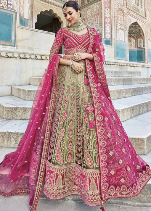 Green Silk Bridal Lehenga Choli