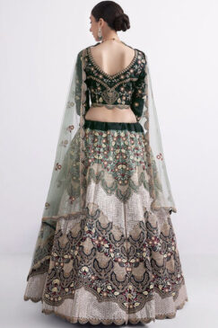 Alternative view of Shaded Green Silk Bridal Lehenga Choli