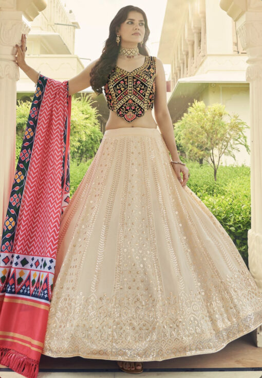 Beige Georgette Lehenga Choli