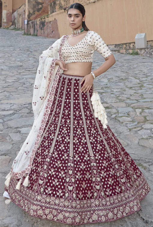 Maroon Georgette Lehenga Choli