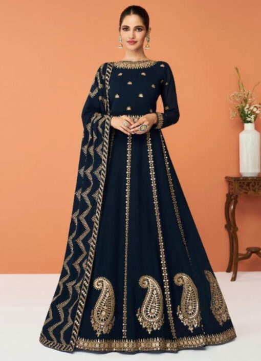 Black Embroidered Anarkali Suit