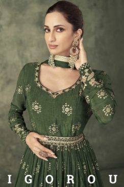 Alternative view of Green Embroidered Anarkali Suit