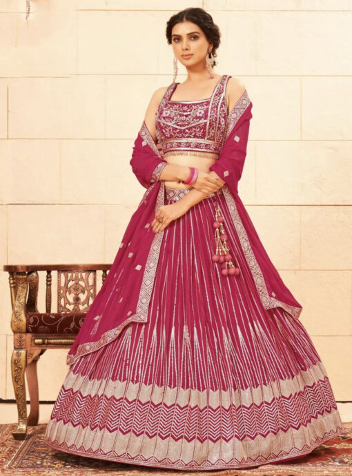 Pink Faux Georgette Heavy Designer Lehenga Choli