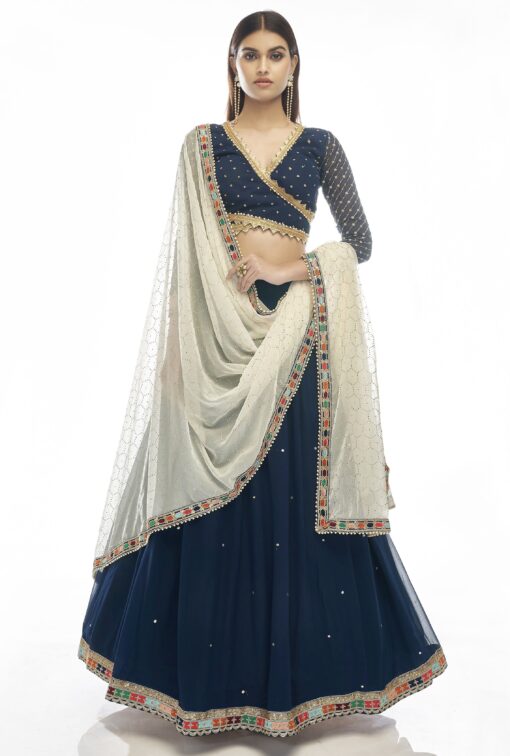 Navy Blue Georgette Lehenga Choli