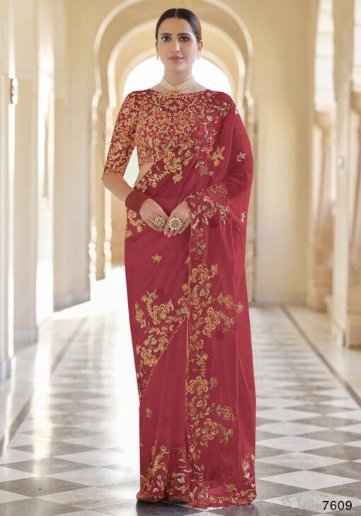 Red Organza Wedding Saree