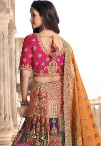 Banarasi Silk Mocha Aari Embroidered Bridal Lehenga Choli