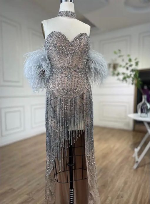 Silver Embellished Cocktail Dress