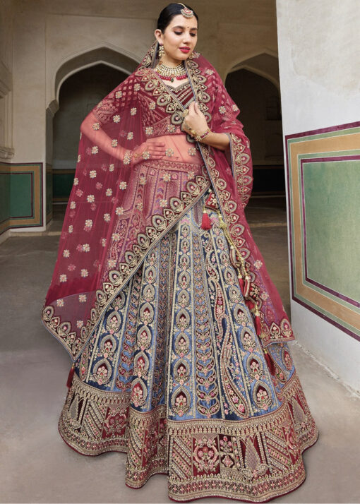 Bridal lehenga blue and pink outlet