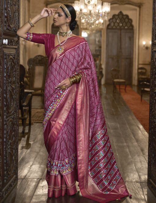 Pink Patola Silk Designer Saree