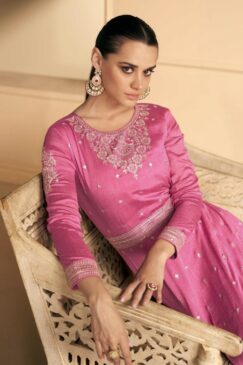 Alternative view of Pink Silk Embroidered Anarkali Suit