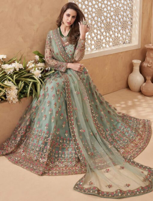 Green Net Lehenga Choli