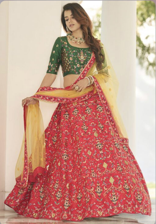 Multicoloured Silk Sangeet Lehenga Choli