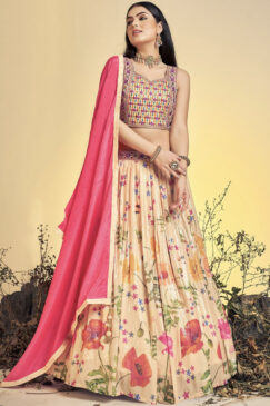 Peach Party Wear Lehenga Choli