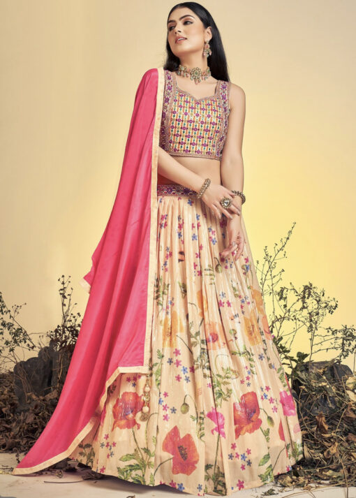 Peach Party Wear Lehenga Choli