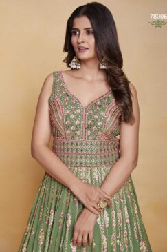Alternative view of Green Georgette Embroidered Anarkali Suit