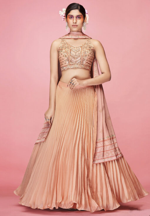 Orange Art Silk Sangeet Lehenga Choli