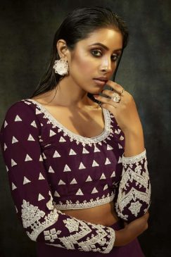 Alternative view of Wine Embroidered Sangeet Lehenga Choli