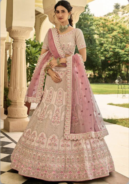 Peach Crepe Silk Lehenga Choli