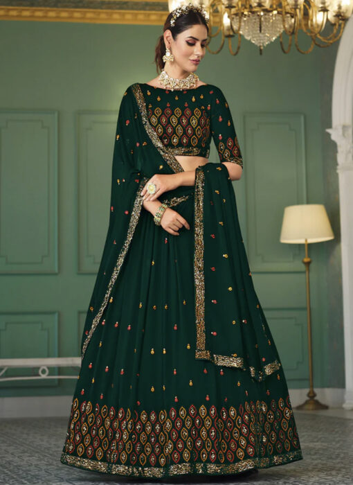 Green Georgette Lehenga Choli