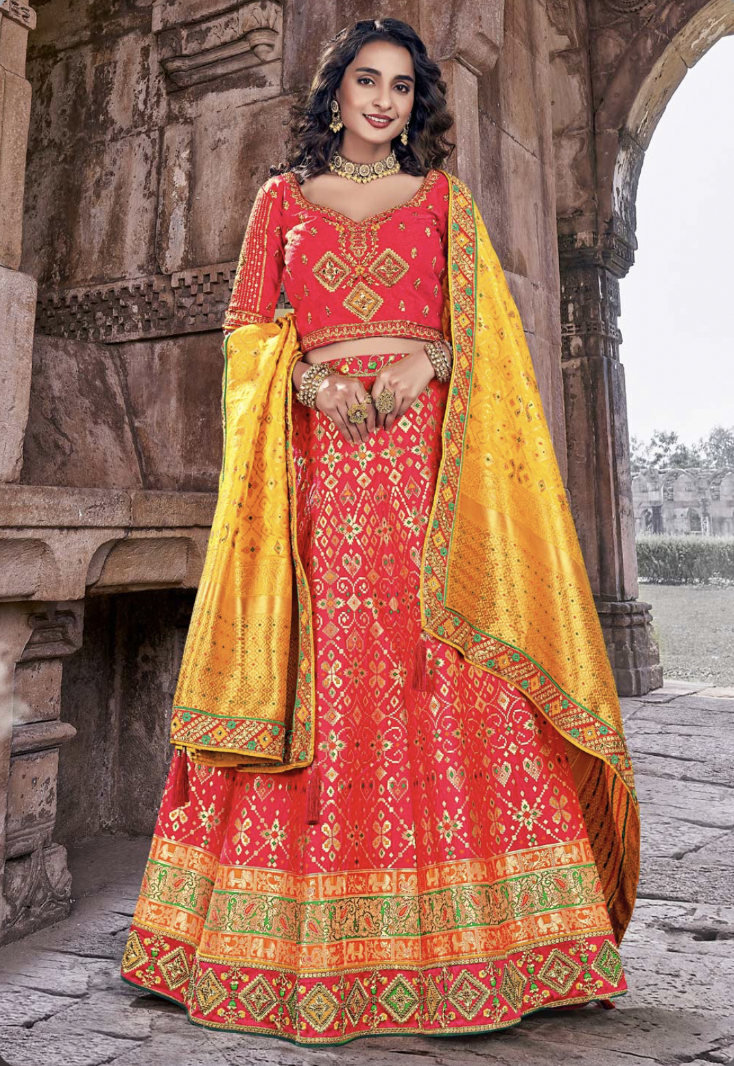 Banarasi silk lehenga choli best sale designs