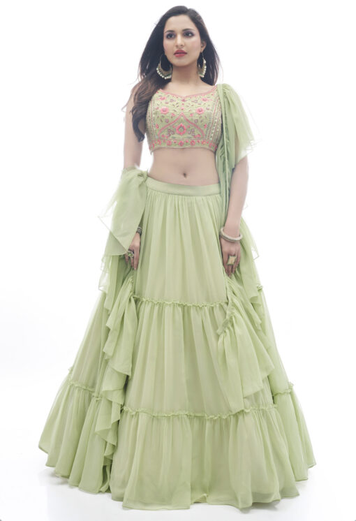 Green Georgette Lehenga Choli