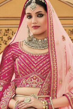 Alternative view of Hot Pink Silk Bridal Lehenga Choli