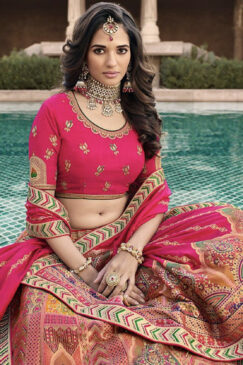 Alternative view of Pink Banarasi Silk Bridal Lehenga Choli