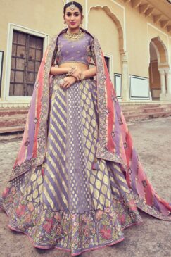 Lilac Heavy Silk Lehenga Choli