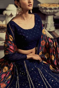 Alternative view of Navy Blue Embroidered Party Wear Lehenga Choli