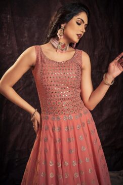 Alternative view of Coral Georgette Embroidered Anarkali Suit