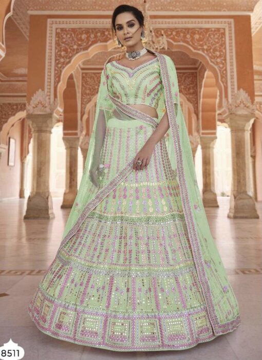 Pista Green Heavy Bridal Lehenga Choli
