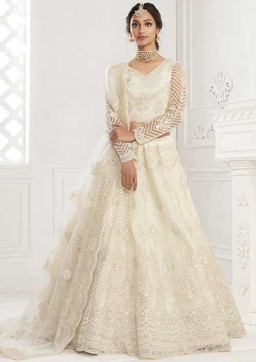 Red Kasab & Zardozi Hand Embroidered Lehenga and Ivory Micro-Quilted S –  Talking Threads