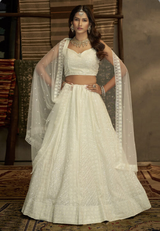 Euphoria White Georgette Lehenga Choli