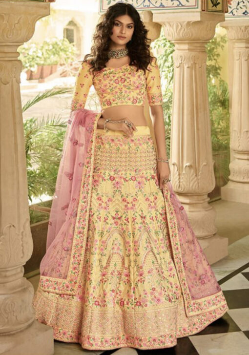 Yellow Art Silk Lehenga Choli