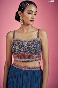 Alternative view of Navy Blue Embroidered Party Wear Lehenga Choli