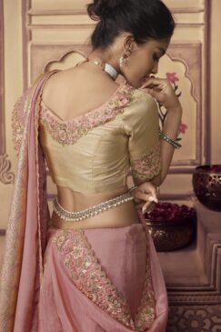 Alternative view of Light Pink Fancy Silk Wedding Party Wear Saree