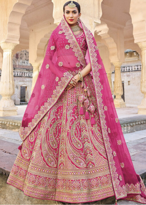 Pink and online purple wedding lehenga