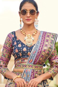 Alternative view of Blue Smooth Silk Woven Lehenga Choli