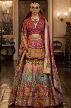 Pink Rajwadi Silk Embroidered Lehenga Choli