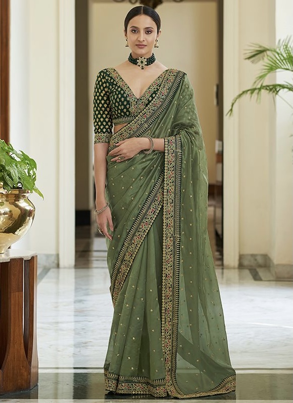 organza wedding sarees