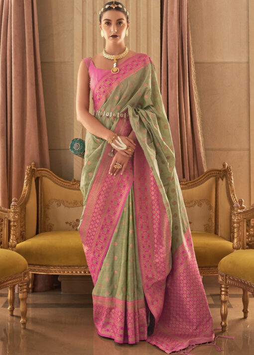 Green Zari Woven Silk Saree