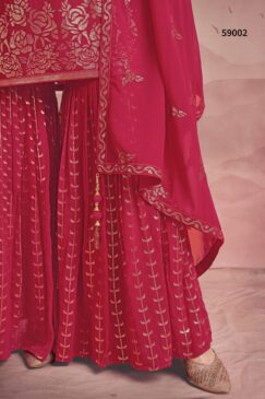 Alternative view of Pink Georgette Embroidered Sharara Suit